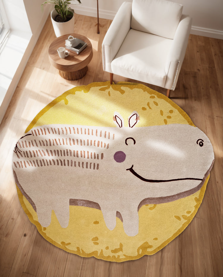 Yellow Hippo Rug
