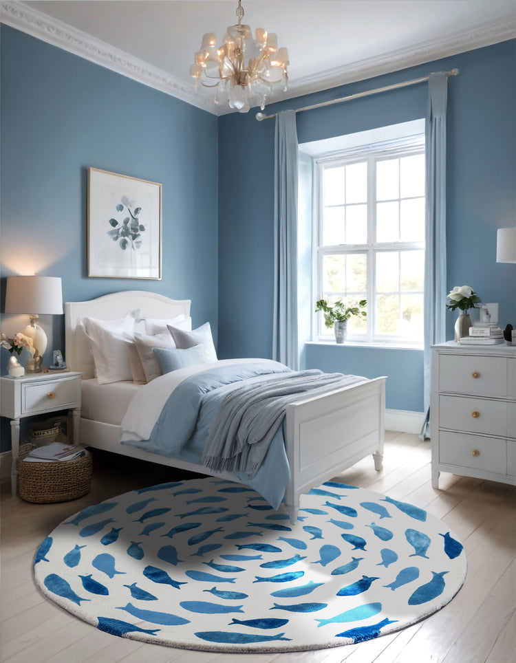 Fish Swirl Blue Rug