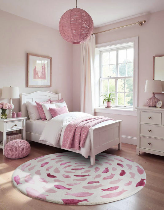 Fish Swirl Pink Rug