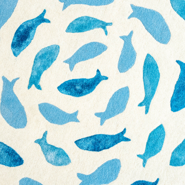 Fish Swirl Blue Rug