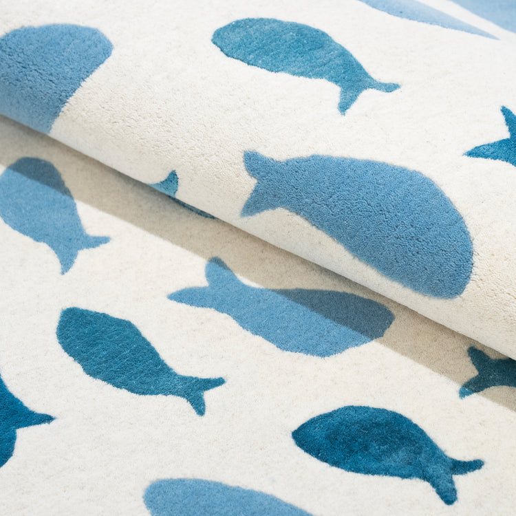 Fish Swirl Blue Rug