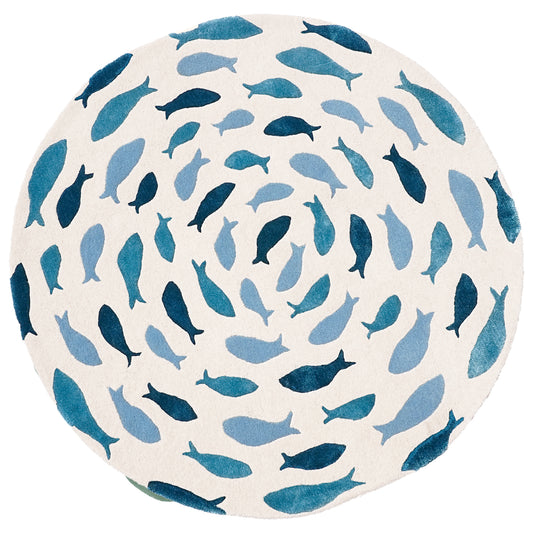 Fish Swirl Blue Rug